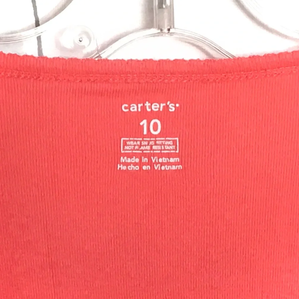 Carter’s Kids Peach Pink Orange Frenchie Dog French Bulldog Appliqué Tee Tshirt